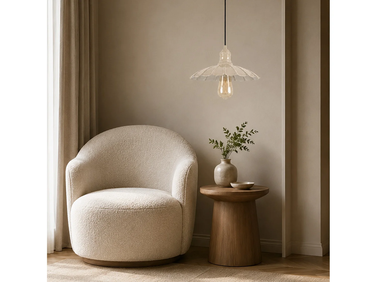 "Volan" Beige Metallkrona - 25 x 25 cm - Elegant Taklampa