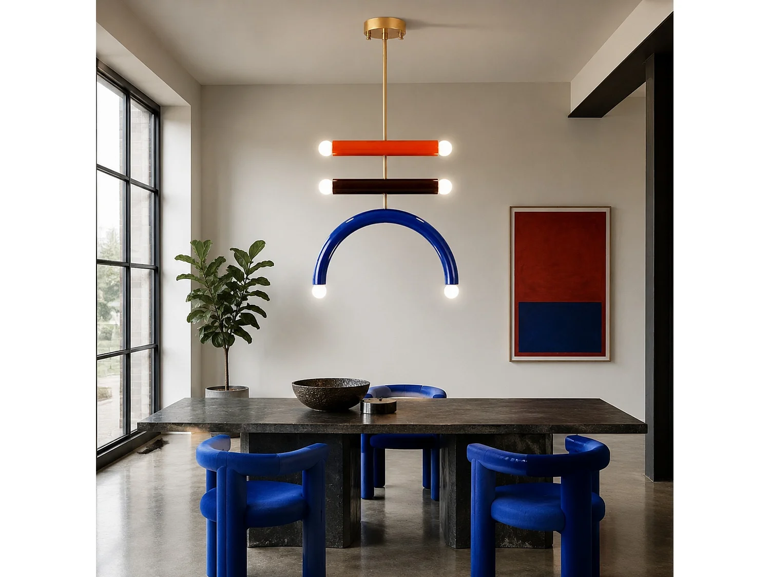 Lampadario in metallo multicolore "Vento" - Lampada a sospensione elegante per Soggiorno o Sala da Pranzo