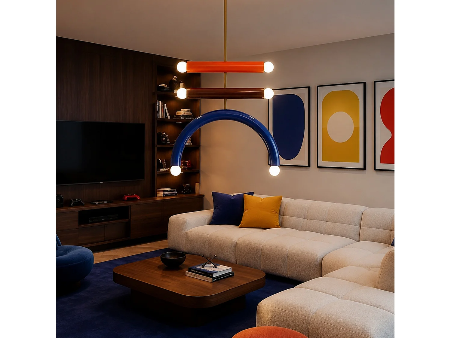 Lampadario in metallo multicolore "Vento" - Lampada a sospensione elegante per Soggiorno o Sala da Pranzo