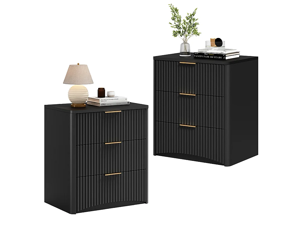 Klassischer Komfort mit 3 großen Schubladen, elegantem Scanal-Design, edlen Metallgriffen und stabilen, geräuschlosen Führungen