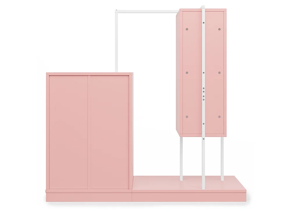 Commode avec penderie, armoire dressing 4 tiroirs, 3 étagères et tringle à vêtements, 140 × 40 × 135 cm