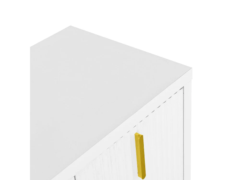 Aparador moderno con tiradores dorados, estantes ajustables, almacenamiento flexible y elegante para salón