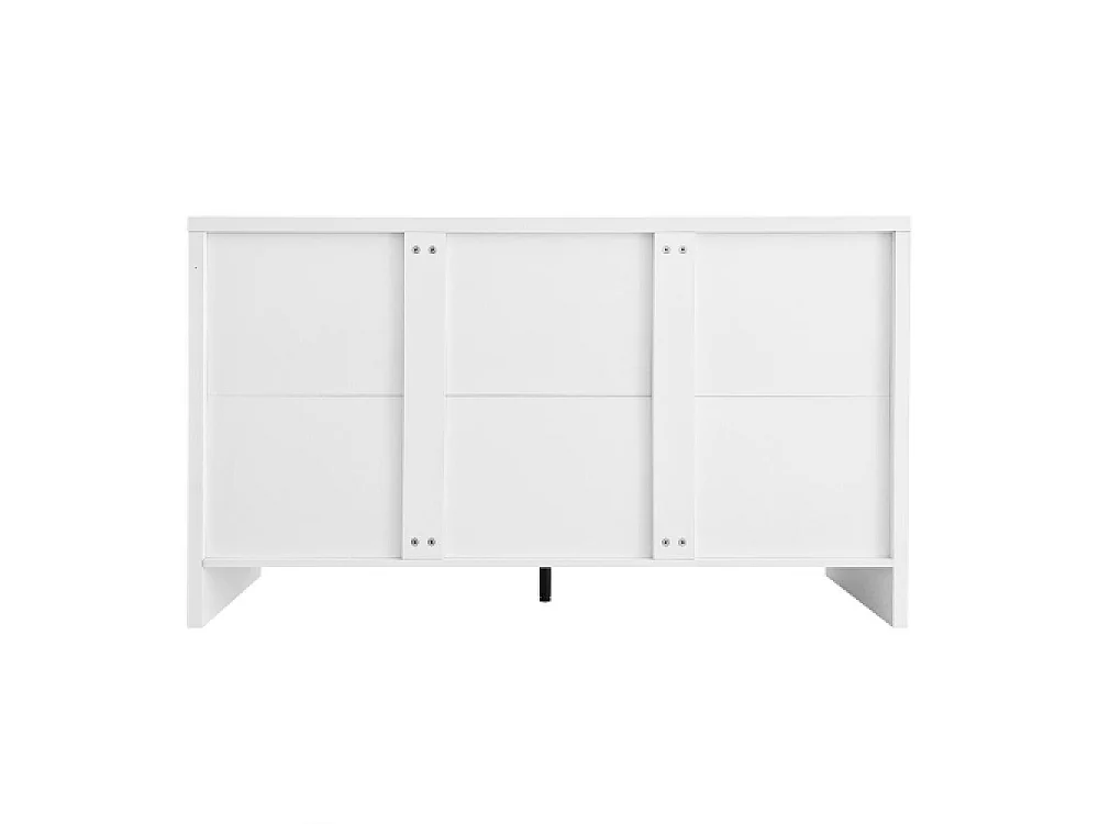 Aparador moderno con tiradores dorados, estantes ajustables, almacenamiento flexible y elegante para salón