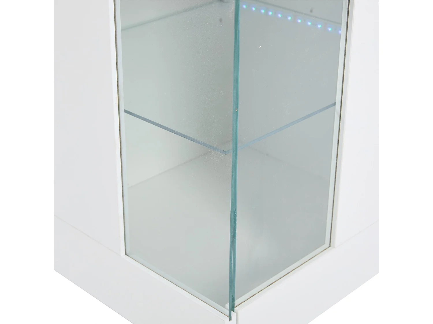 Buffet para salón, buffet brillante con iluminación LED - 140 x 40 x 70 cm, superficie de vidrio, 3 compartimentos, en MDF