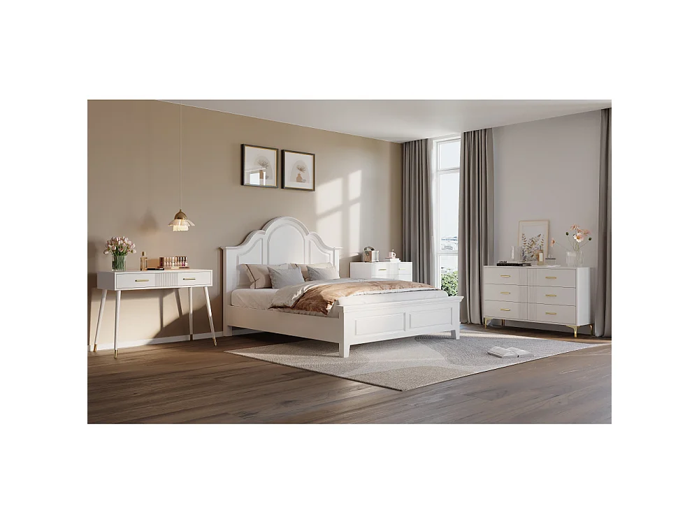 Tocador blanco 100 cm – patas metal, 2 cajones, tablero efecto mármol, espejo LED 3 colores incluido – 100x40x76 cm