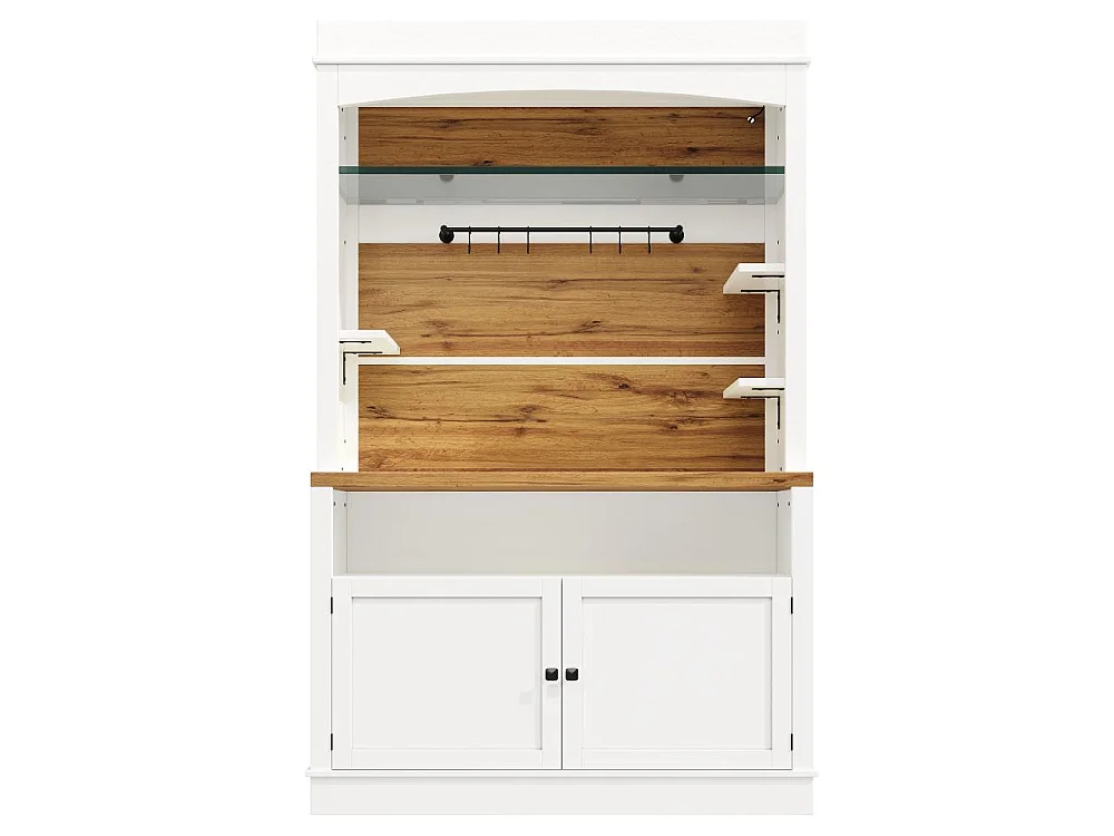 Armario de cocina alto, vitrina LED con estantes abiertos, control mediante aplicación USB, espacio de almacenamiento y dispositivo antivuelco