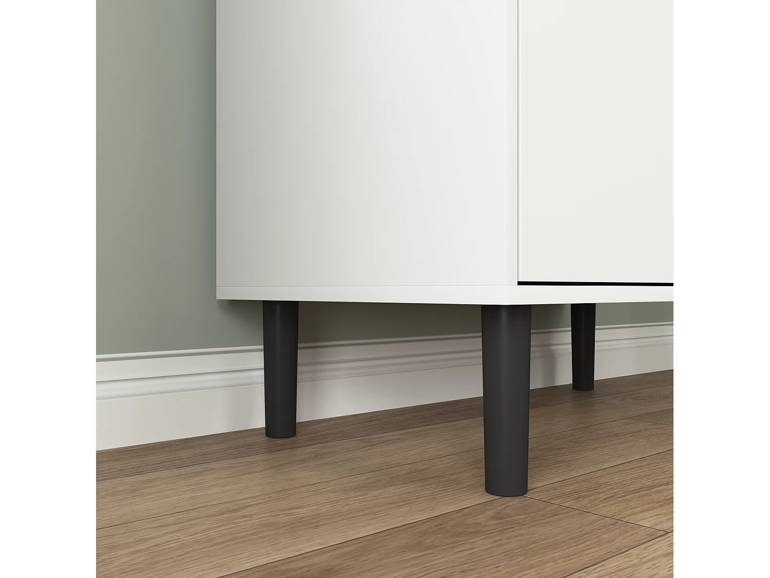 Bibliothèque Haute avec Porte en Verre Trempé, 4 Compartiments, Tablette Ajustable et MDF Laqué, Meuble de Rangement pour Salon et Chambre