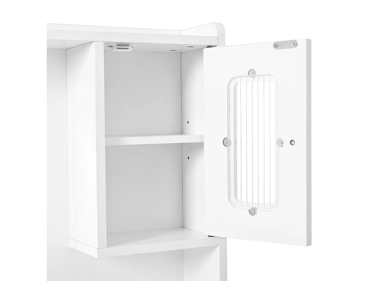 Gran tocador con espejo LED regulable y enchufes USB/Type-C, 6 cajones y 4 puertas, almacenaje blanco 105x152x40 cm