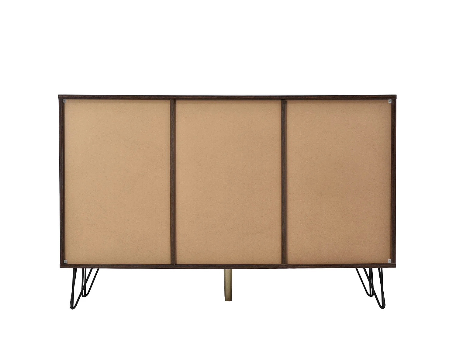 Sideboard esclusivo con tre porte, 120x38x76,5 cm, dettagli dorati, gambe in ferro e ampio spazio di archiviazione