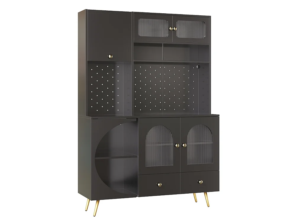 Moderne Sideboard LED USB Keuken Woonkamer Hoog opbergmeubel met geïntegreerde stopcontacten hout glas multifunctioneel georganiseerd