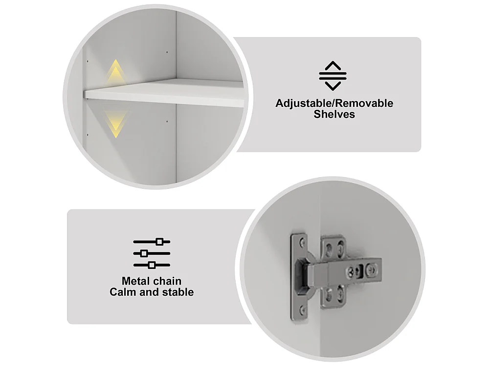 Tocador con espejo LED de iluminación regulable, dos cajones, espacios de almacenamiento modulares y cómoda blanca de estilo moderno