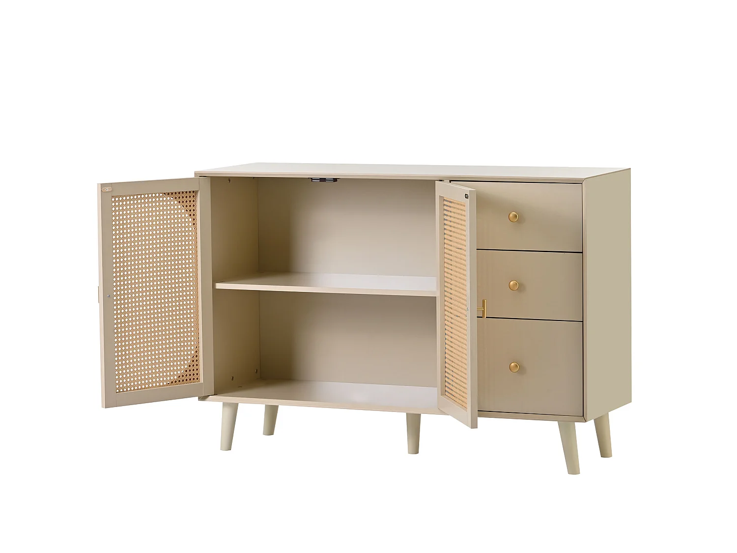 Bufé con puertas y cajones, 120*40*82.5 cm, beige