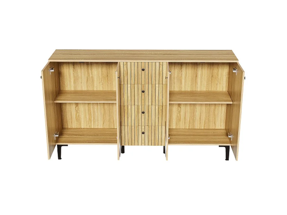 Armario moderno de madera 4 puertas 4 cajones 160x36x94cm – Mueble multifuncional minimalista para salón, comedor o pasillo