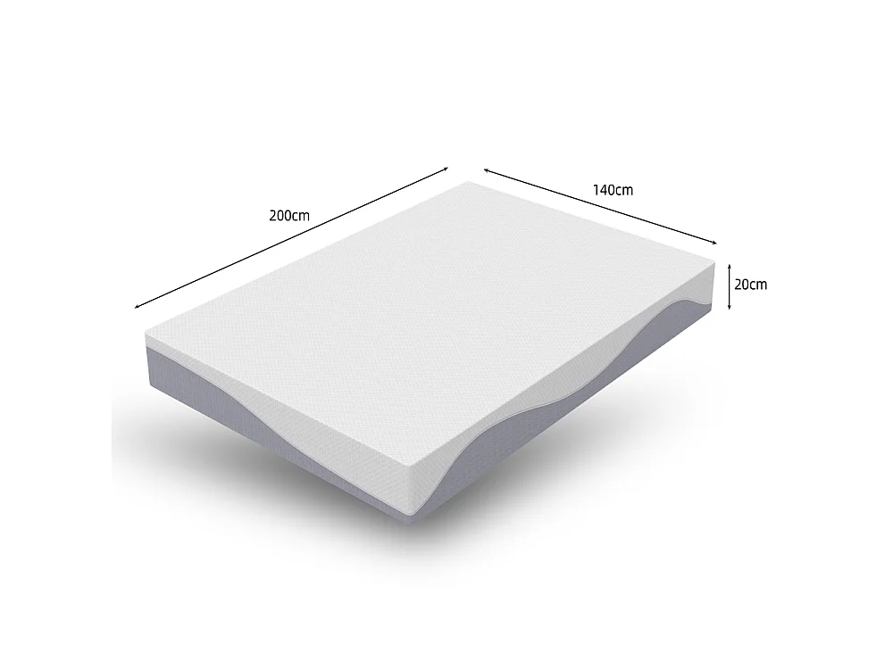 Matelas mousse confortable 90-180x200 cm double face H3/H4, 20 cm d'épaisseur, housse amovible et lavable, certifié Oeko-TEX