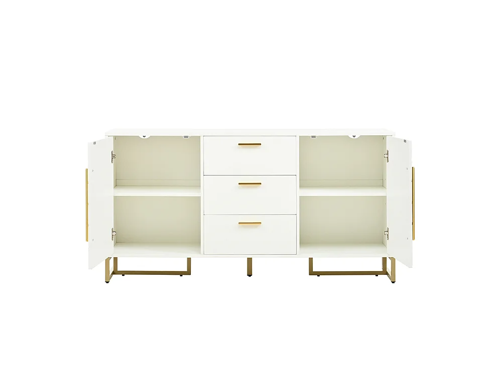 Sideboard Elegante en Roble con Motivo Chevron, 2 Puertas y 3 Cajones – Almacenaje Versátil para Cocina, Comedor y Salón