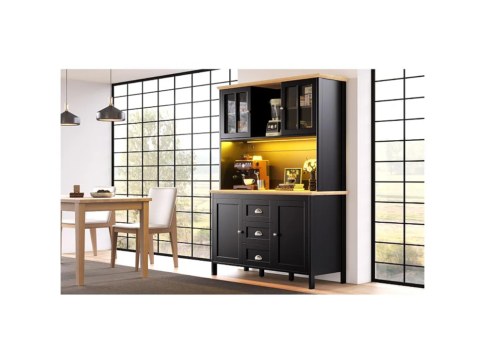 Hoge opbergkast voor keuken LED 120x40x179 cm 4 deuren 3 lades MDF modern design