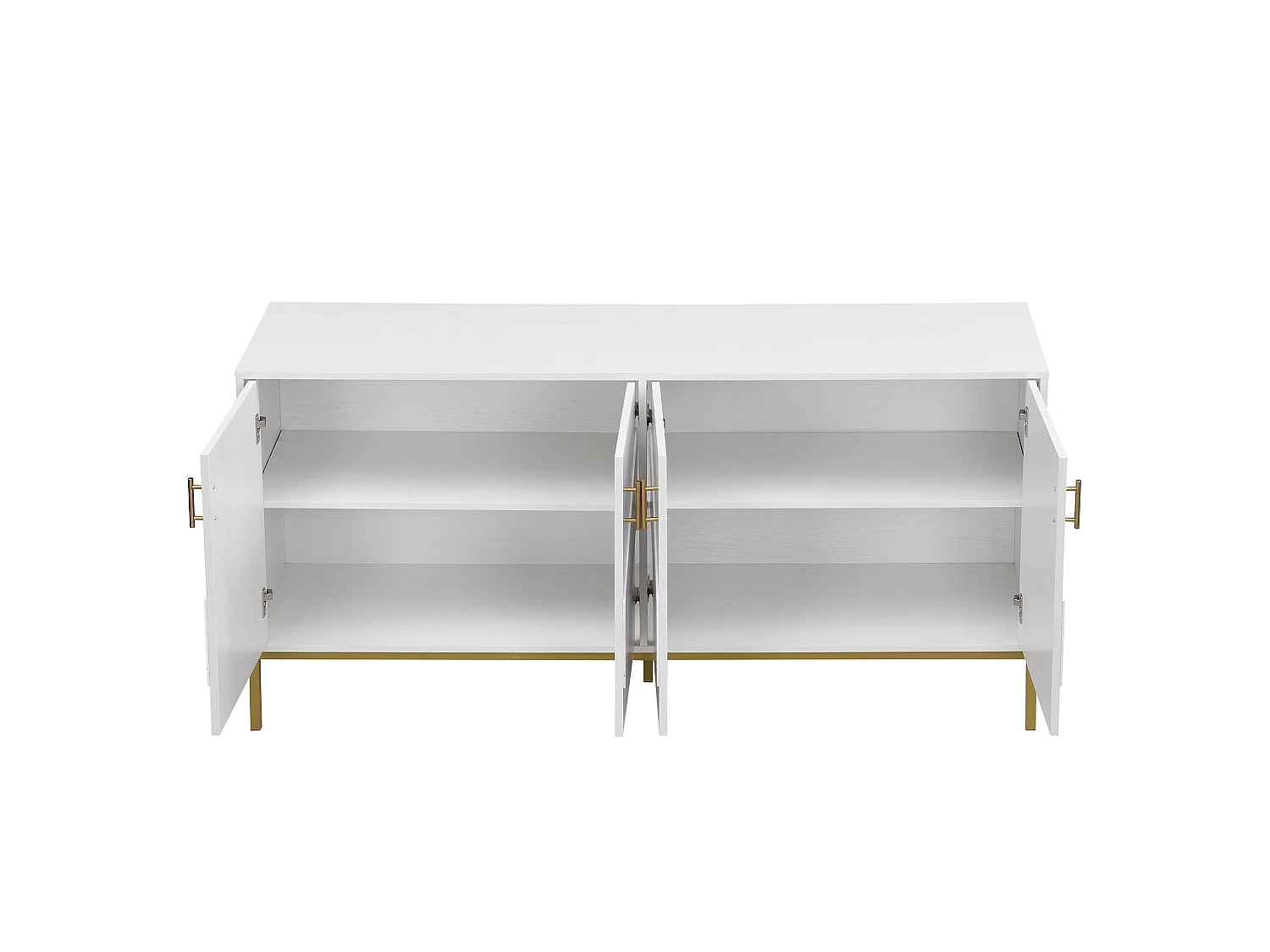 Sideboard Moderno en MDF con 4 Puertas, Patas Metálicas Doradas y Estantes Ajustables - Almacenaje Flexible para Salón, Comedor y Entrada