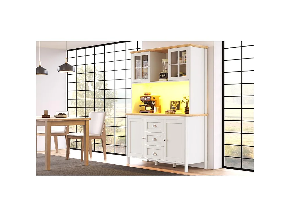 Armario alto de cocina con LED 120x40x179cm 4 puertas 3 cajones MDF diseño moderno
