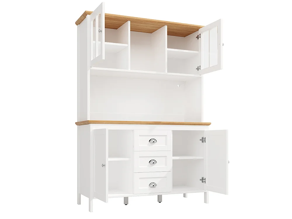 Armario alto de cocina con LED 120x40x179cm 4 puertas 3 cajones MDF diseño moderno