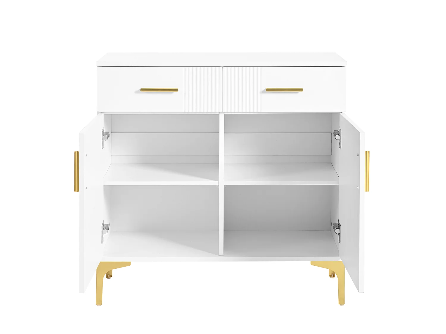 Comò Moderno con 2 Ante e 2 Cassetti – Buffet Elegante con Maniglie in Metallo e Piedi in Metallo per Soggiorno, Ingresso o Sala (80x35x79.5 cm)