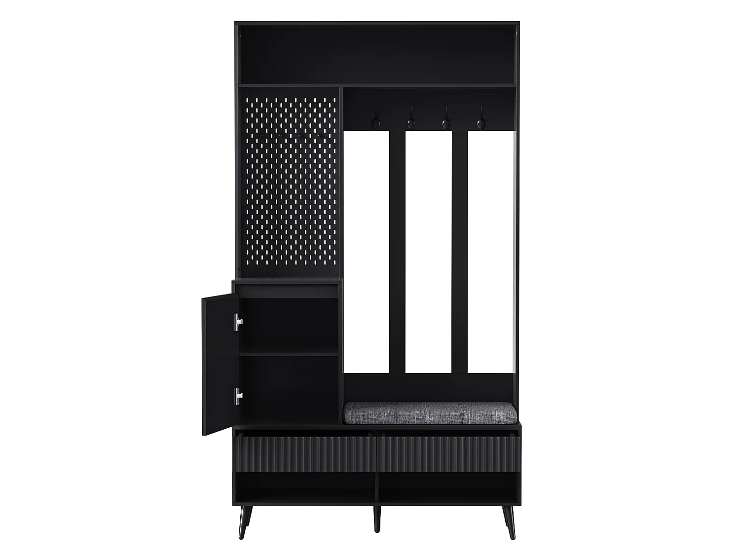 Garderoben-set mural complet avec banc, 4 crochets, tiroirs, armoire et protection humidité 100x35x180 cm