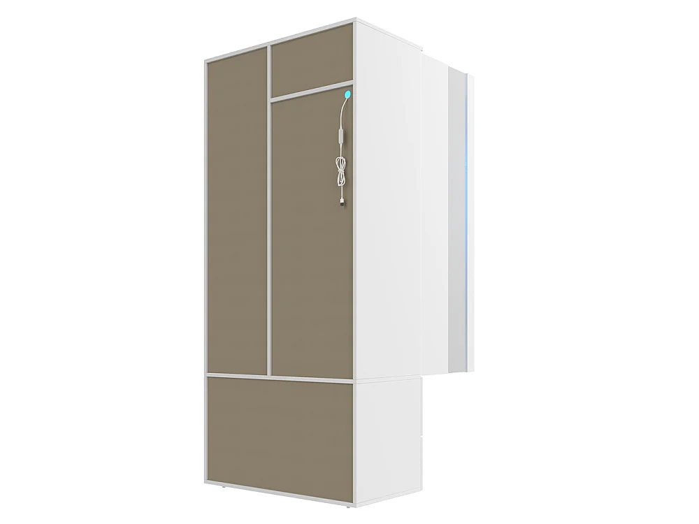Dressoir met LED 90x50x200 cm, 3 deuren, kledingkast, 2 laden, 6 planken, modern wit