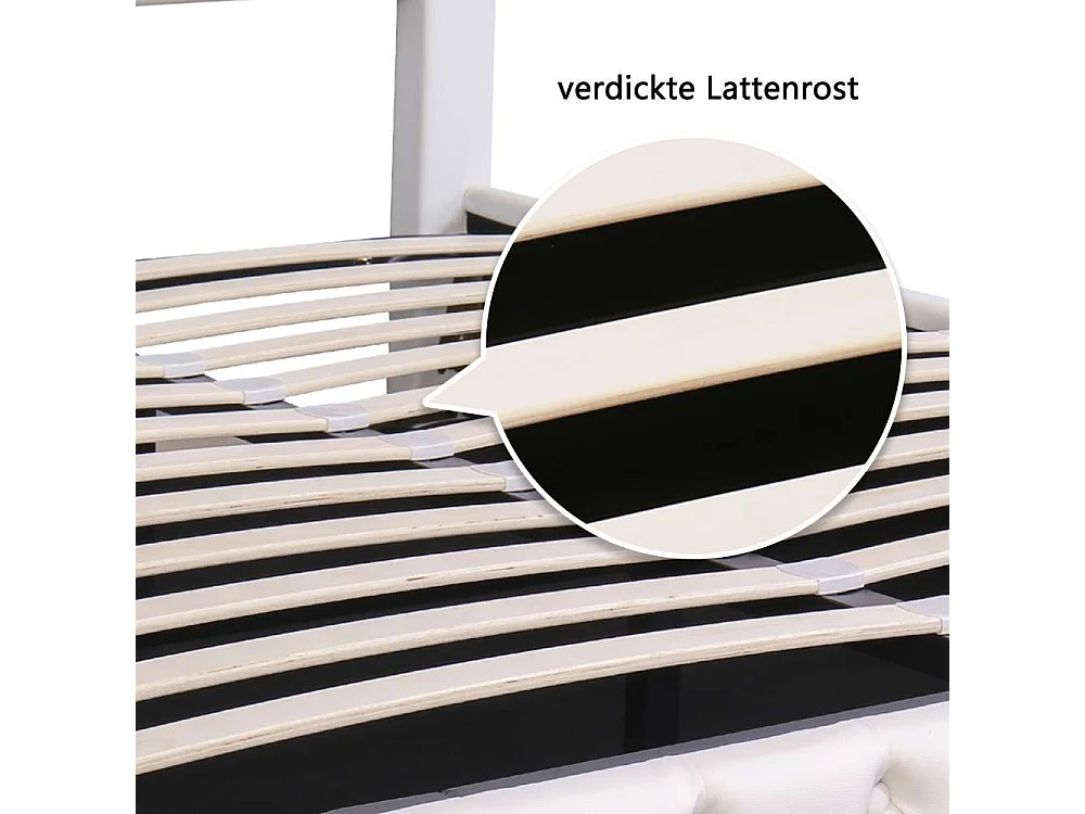Polsterbett 140x200 cm avec rangement et LED, lit fonctionnel en PU avec tête haute confortable et cadre solide pour adultes