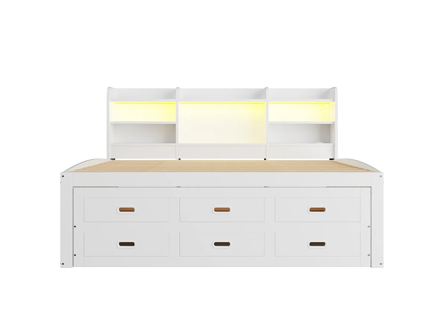 Canapé-lit Multifonction avec Télécommande LED, 140 x 200cm, 3 Tiroirs et Rangement, Design Extensible avec USB et Type-C, Blanc