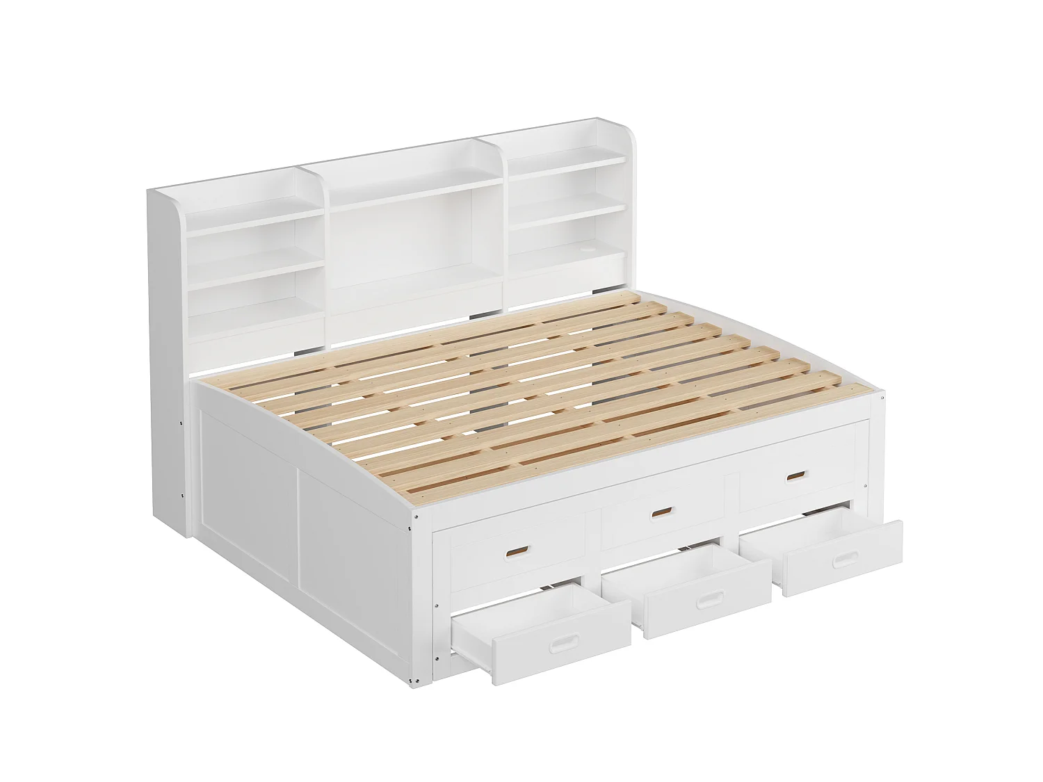 Canapé-lit Multifonction avec Télécommande LED, 140 x 200cm, 3 Tiroirs et Rangement, Design Extensible avec USB et Type-C, Blanc