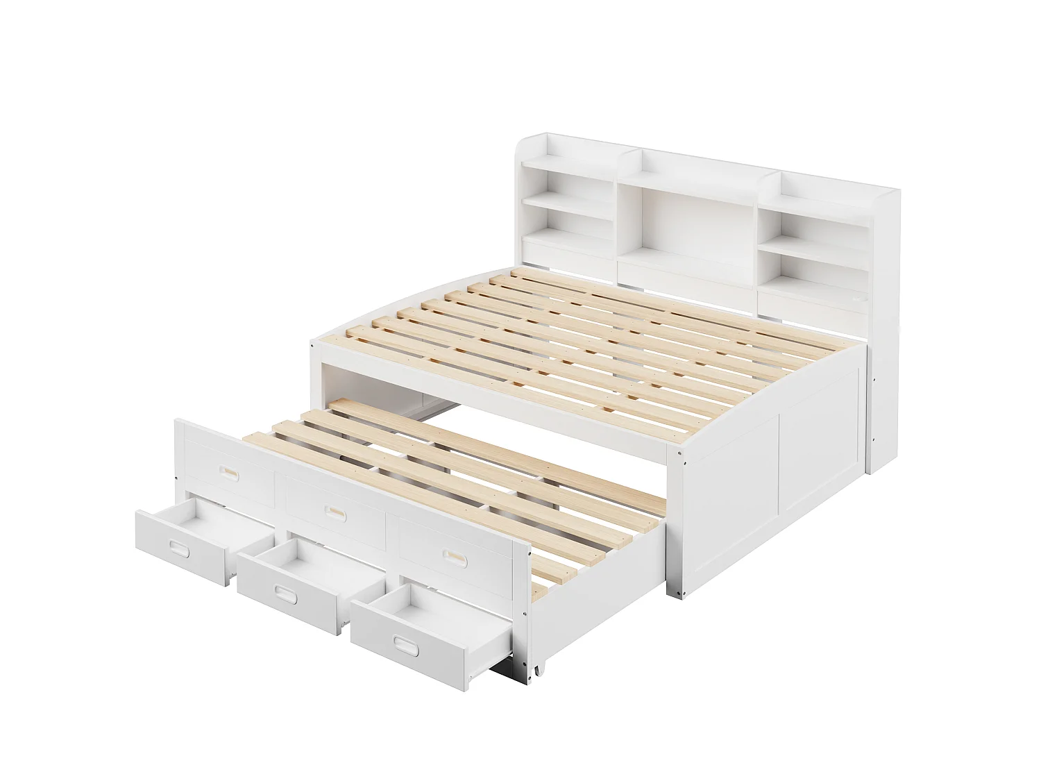 Canapé-lit Multifonction avec Télécommande LED, 140 x 200cm, 3 Tiroirs et Rangement, Design Extensible avec USB et Type-C, Blanc