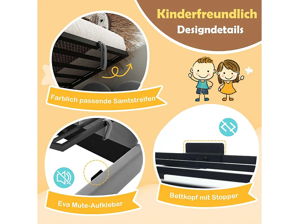 Lit polster Daybett 90x200 cm, canapé-lit hydraulique avec rangement, lit enfant avec sommier métallique, velours, sans matelas