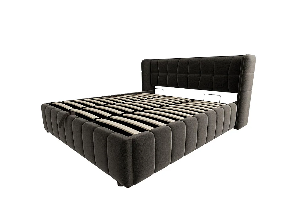 180 x 200 cm Polsterbett Kinderbett Stauraumbett mit Lattenrost, Kopfteil, Leinenbezug und Hebemechanismus, robustes Jugendbett bis 150 kg
