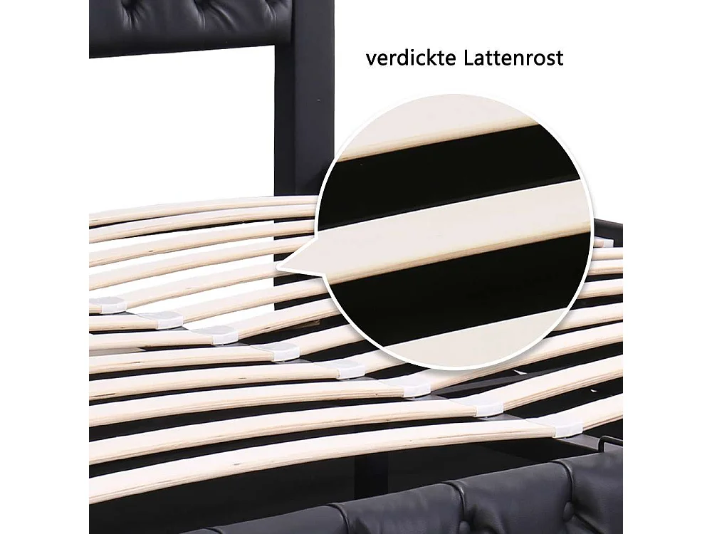 Polsterbett 180x200 cm met Lattenrost en grote opbergruimte, geïntegreerde LED, Funktionsbett PU Comfortabel voor slaapkamer en gasten