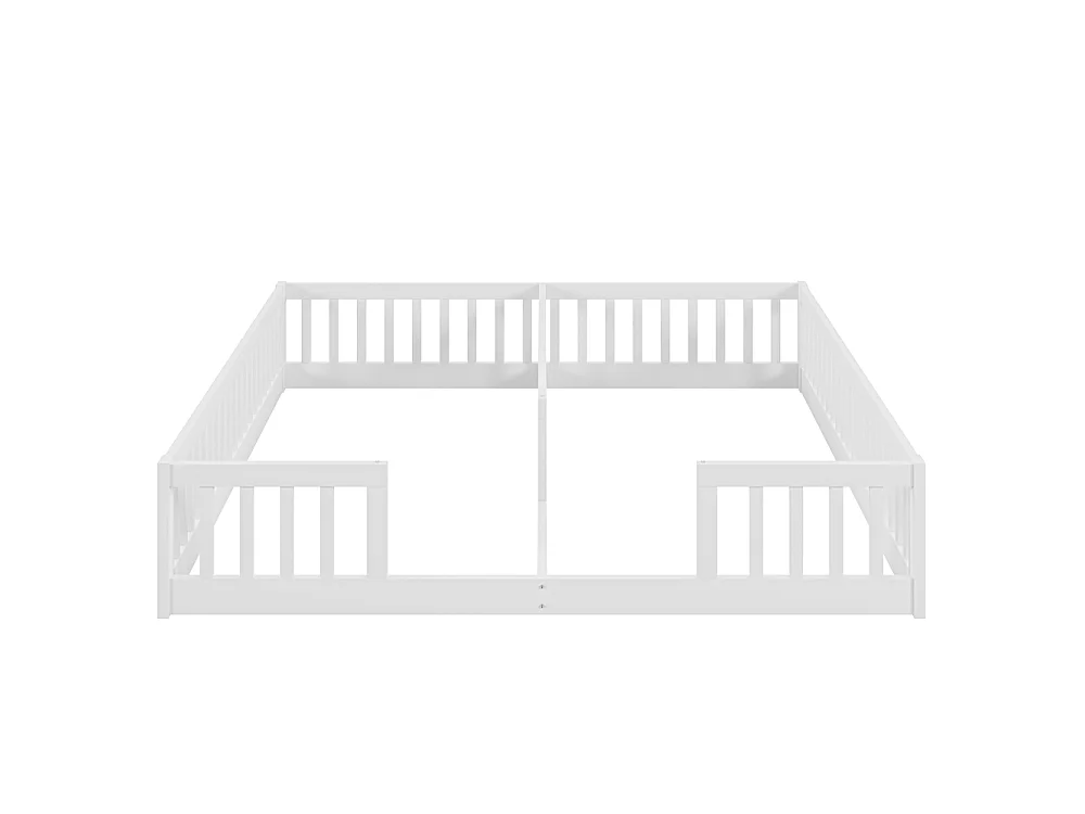 Kinderbed 90 x 200 cm met beugels, grenen en MDF structuur, geschikt voor 2 kinderen, eenvoudige montage