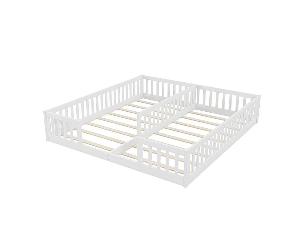 Kinderbed 90x200 cm met beugels en lattenbodem, grenenhout en MDF-paneel, geschikt voor 2 kinderen, eenvoudige montage