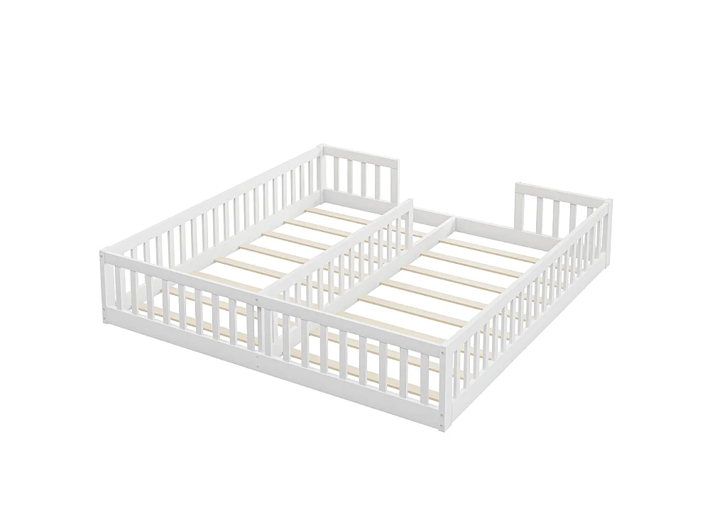 Kinderbed 90x200 cm met beugels en lattenbodem, grenenhout en MDF-paneel, geschikt voor 2 kinderen, eenvoudige montage
