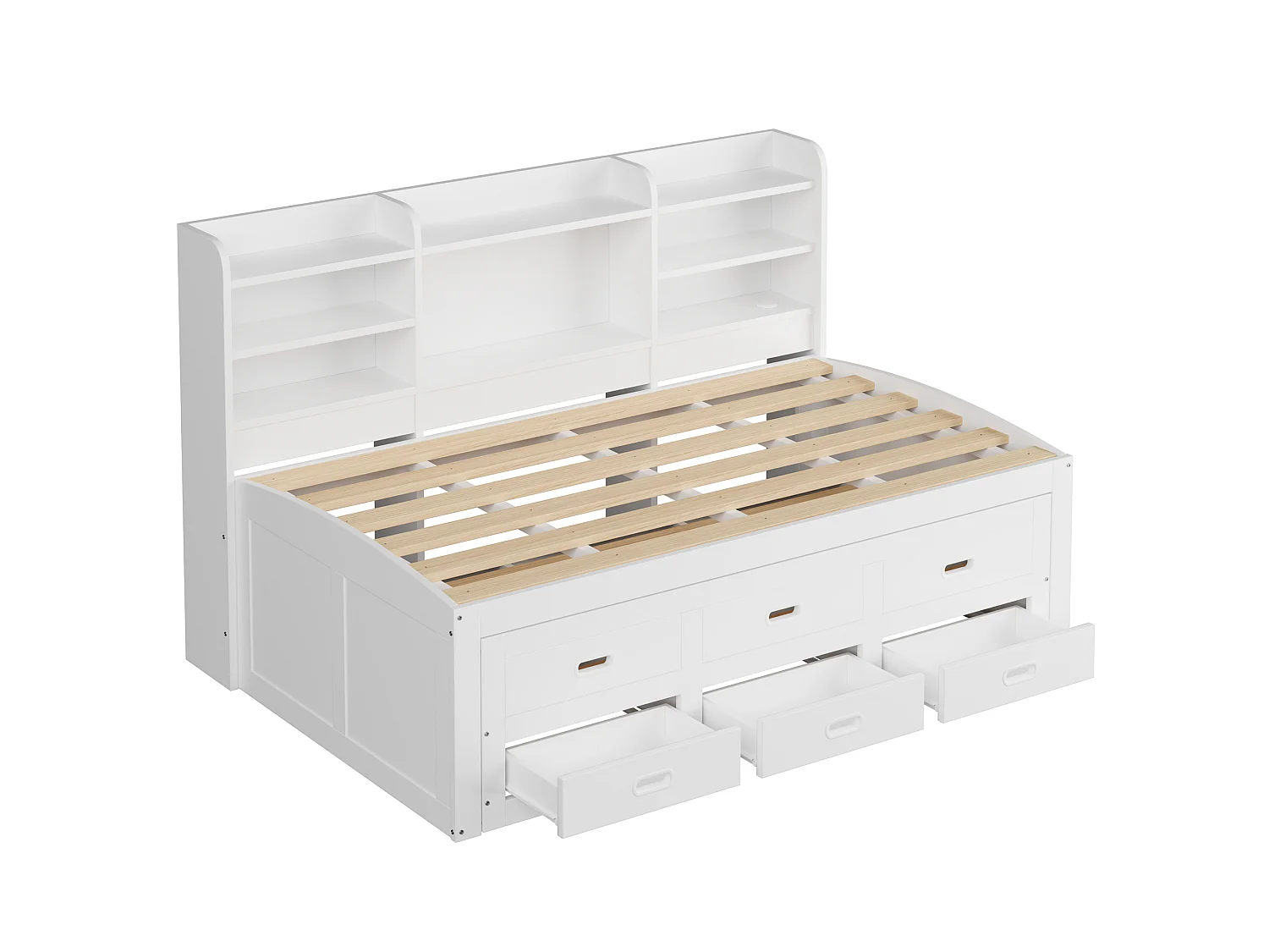 Canapé-lit Multifonction avec Télécommande LED, 90 x 200cm, 3 Tiroirs et Rangement, Design Extensible avec USB et Type-C, Blanc