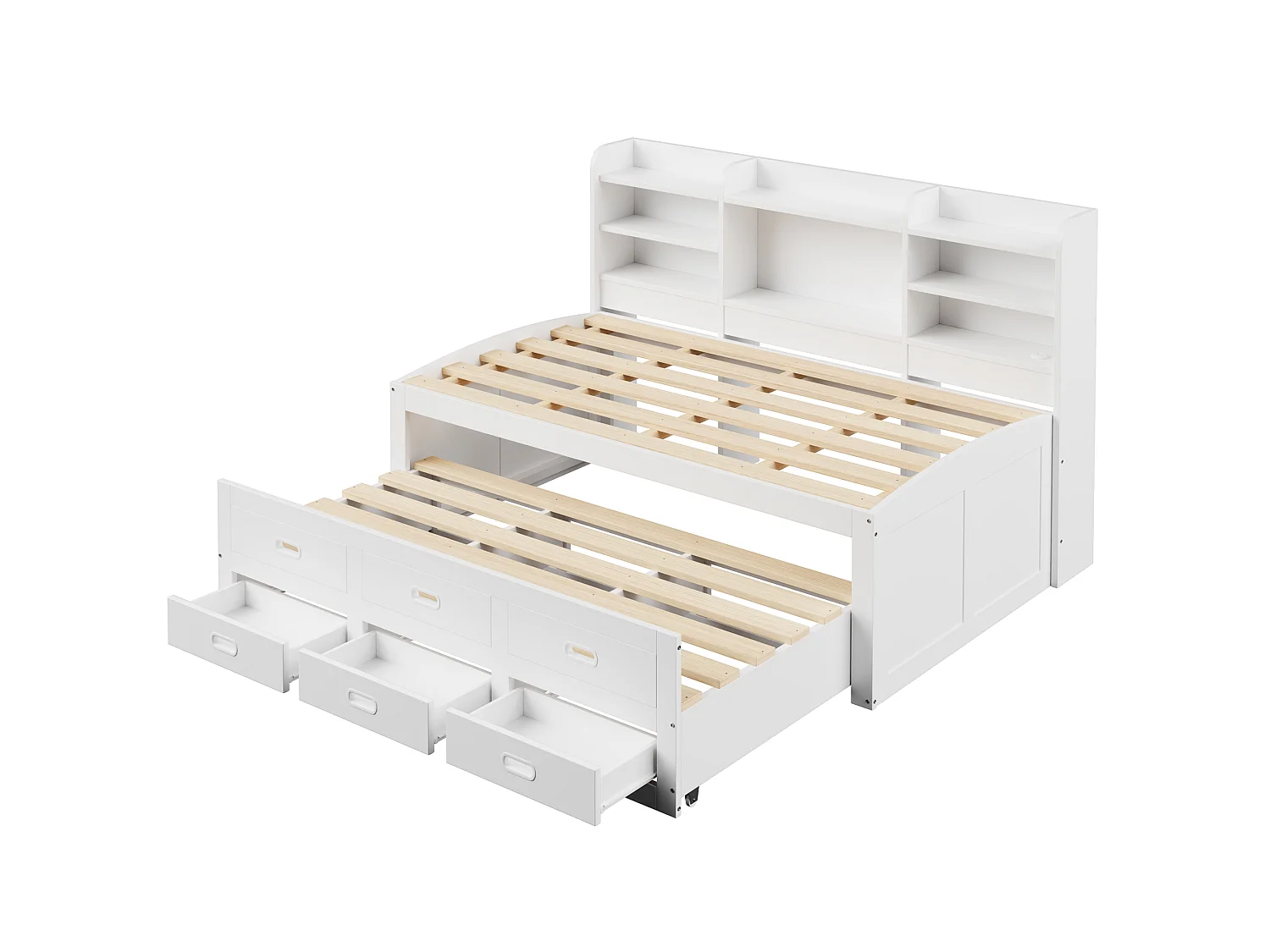 Canapé-lit Multifonction avec Télécommande LED, 90 x 200cm, 3 Tiroirs et Rangement, Design Extensible avec USB et Type-C, Blanc