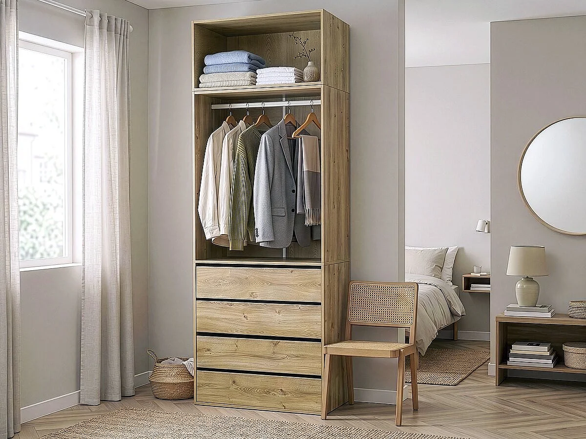 Módulo elevador para vestidor de madera <<Opéra>> - 80 x 45 x 40 cm - Beige