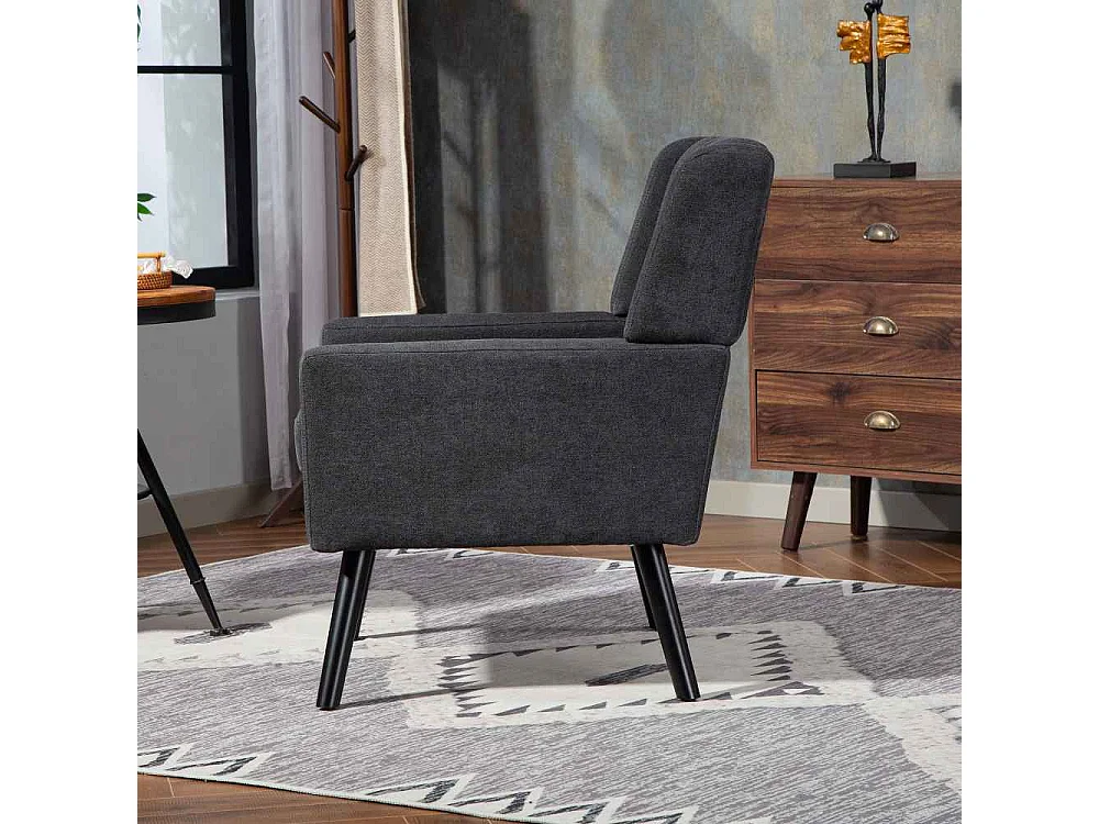 Fauteuil en cuir suédé à boutons – Siège Mid-Century avec mousse haute densité et pieds en bois massif pour salon et chambre