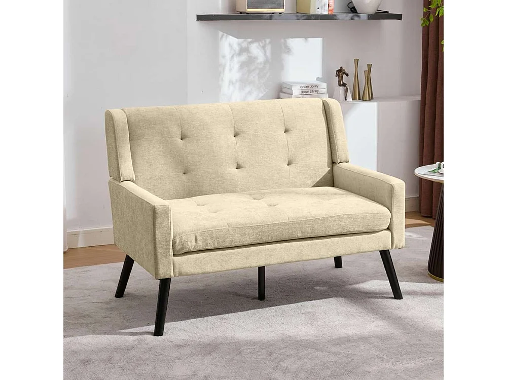 2-delige Accentstoelenset – enkele en dubbele fauteuil, schuim met hoge dichtheid, duurzame stof, houten poten