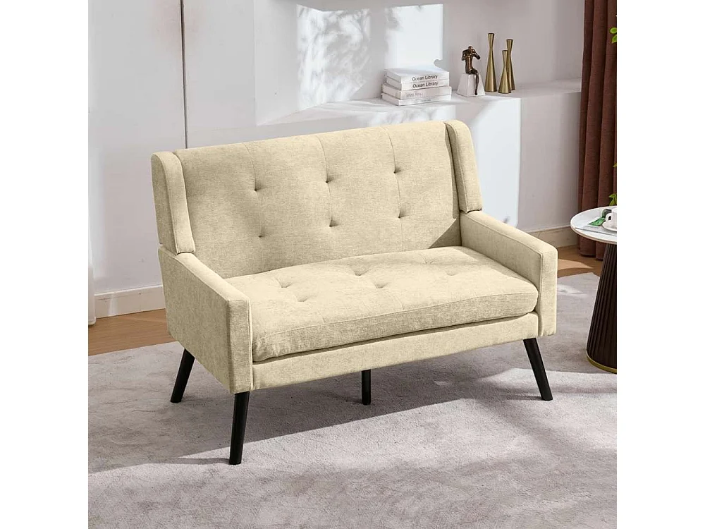 2-delige Accentstoelenset – enkele en dubbele fauteuil, schuim met hoge dichtheid, duurzame stof, houten poten
