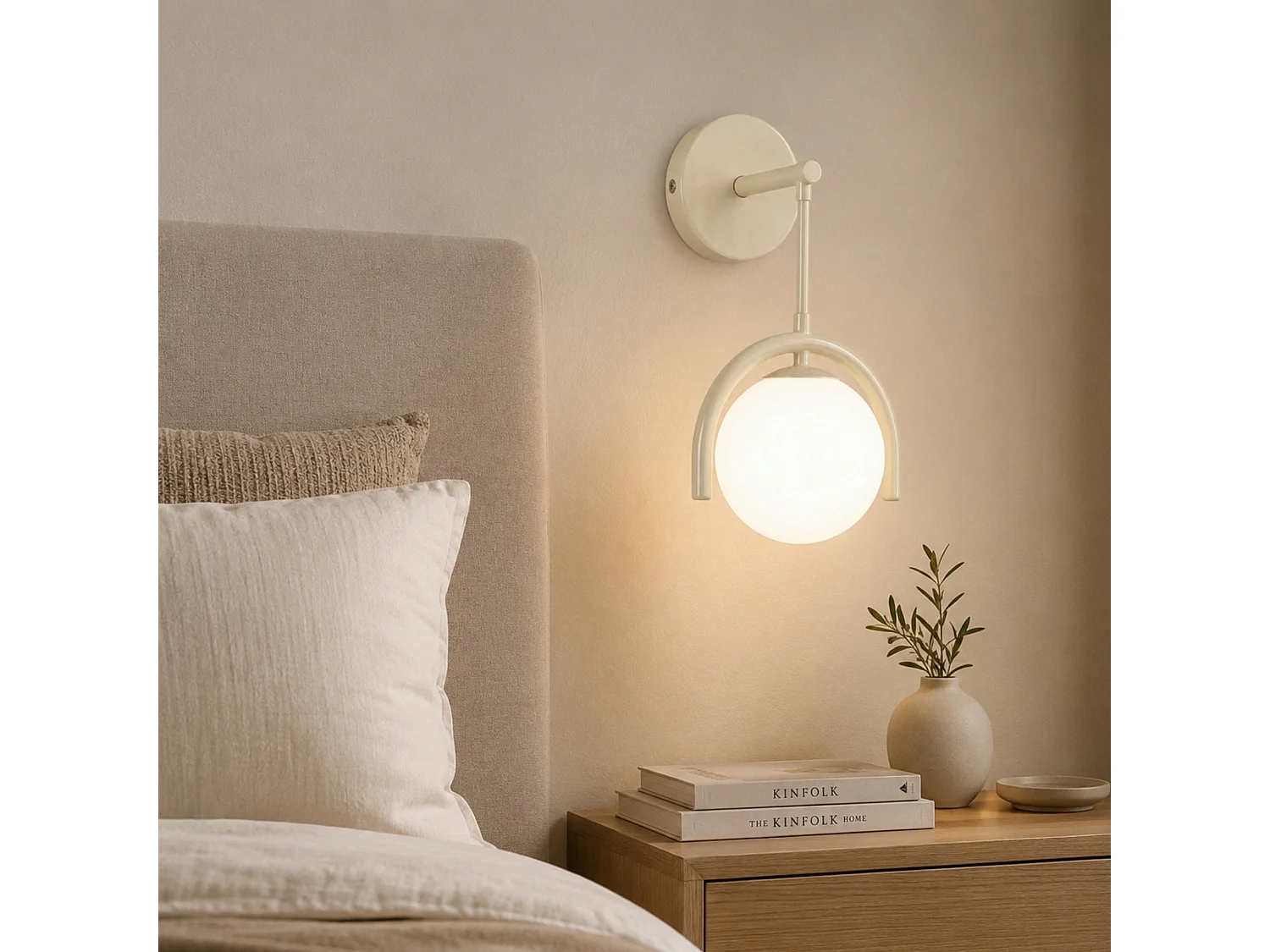 Elegant Beige Metall Vägglampa 20x20 cm GEDIK-20445