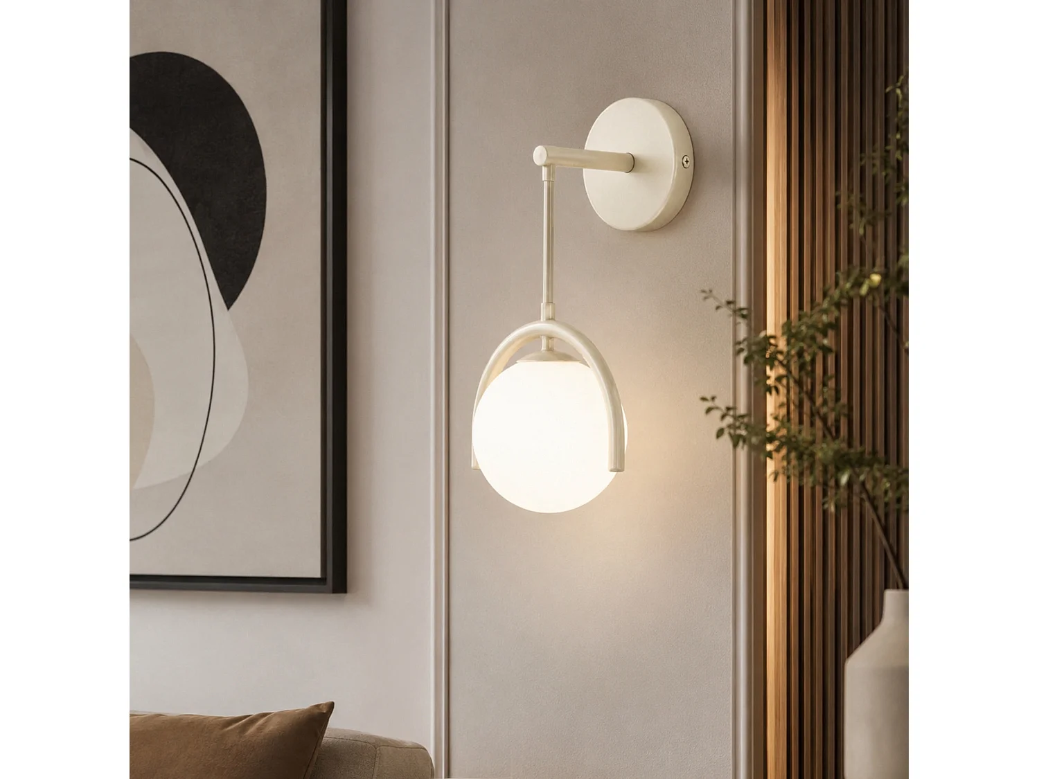 Elegant Beige Metall Vägglampa 20x20 cm GEDIK-20445