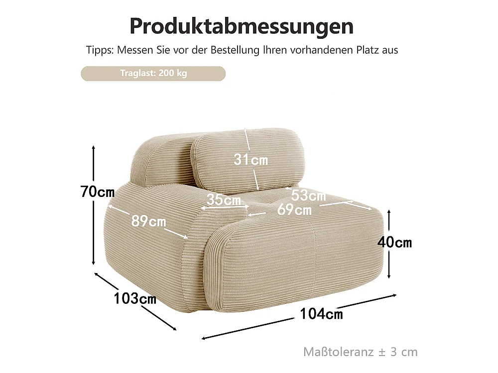 Modulaire hoekbank van corduroy met kussens, ergonomische armleuningen en eersteklas comfort
