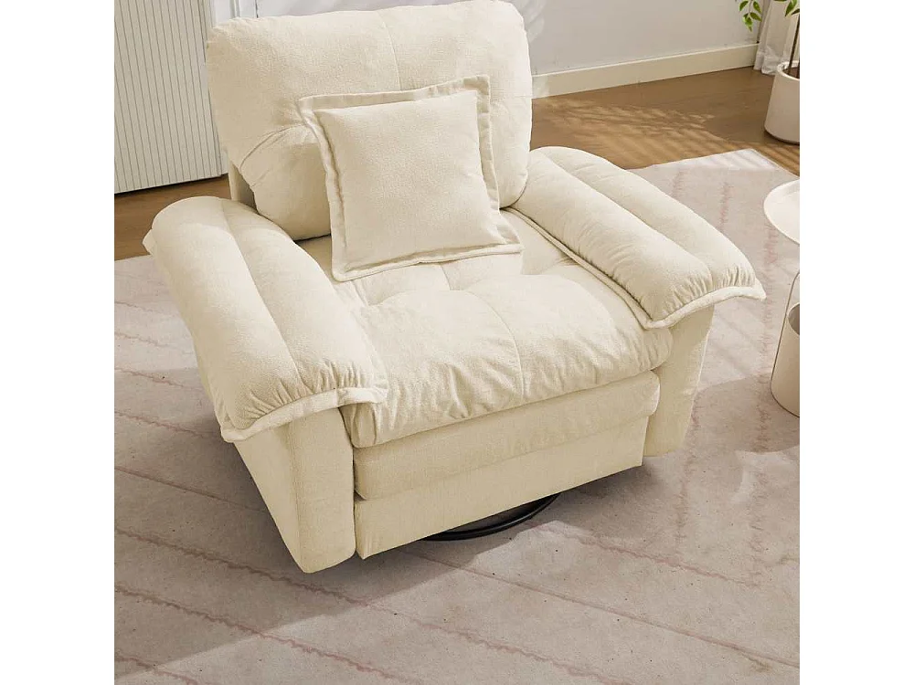Extra grote 360° Chenille draaifauteuil met steunkussen – woonkamer, slaapkamer en kinderkamer