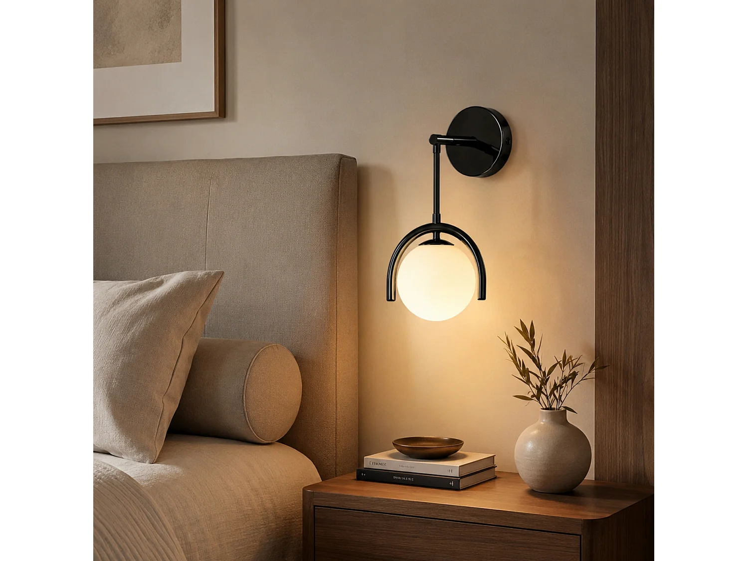 Elegant Svart Metall Vägglampa 20x20 cm - GEDIK-20445