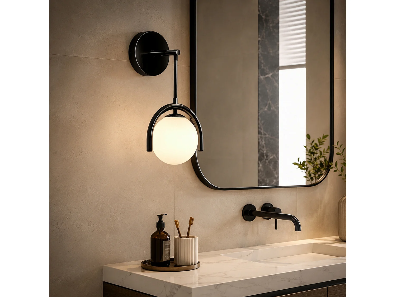Elegant Svart Metall Vägglampa 20x20 cm - GEDIK-20445