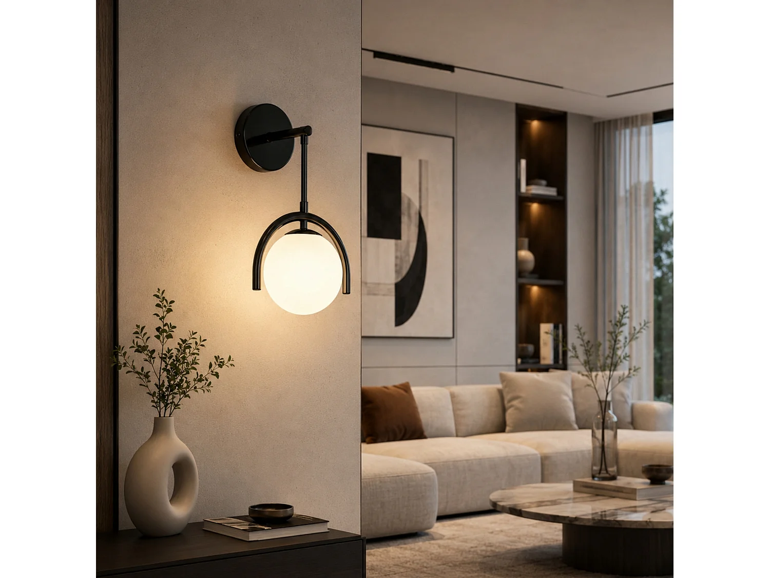 Elegant Svart Metall Vägglampa 20x20 cm - GEDIK-20445