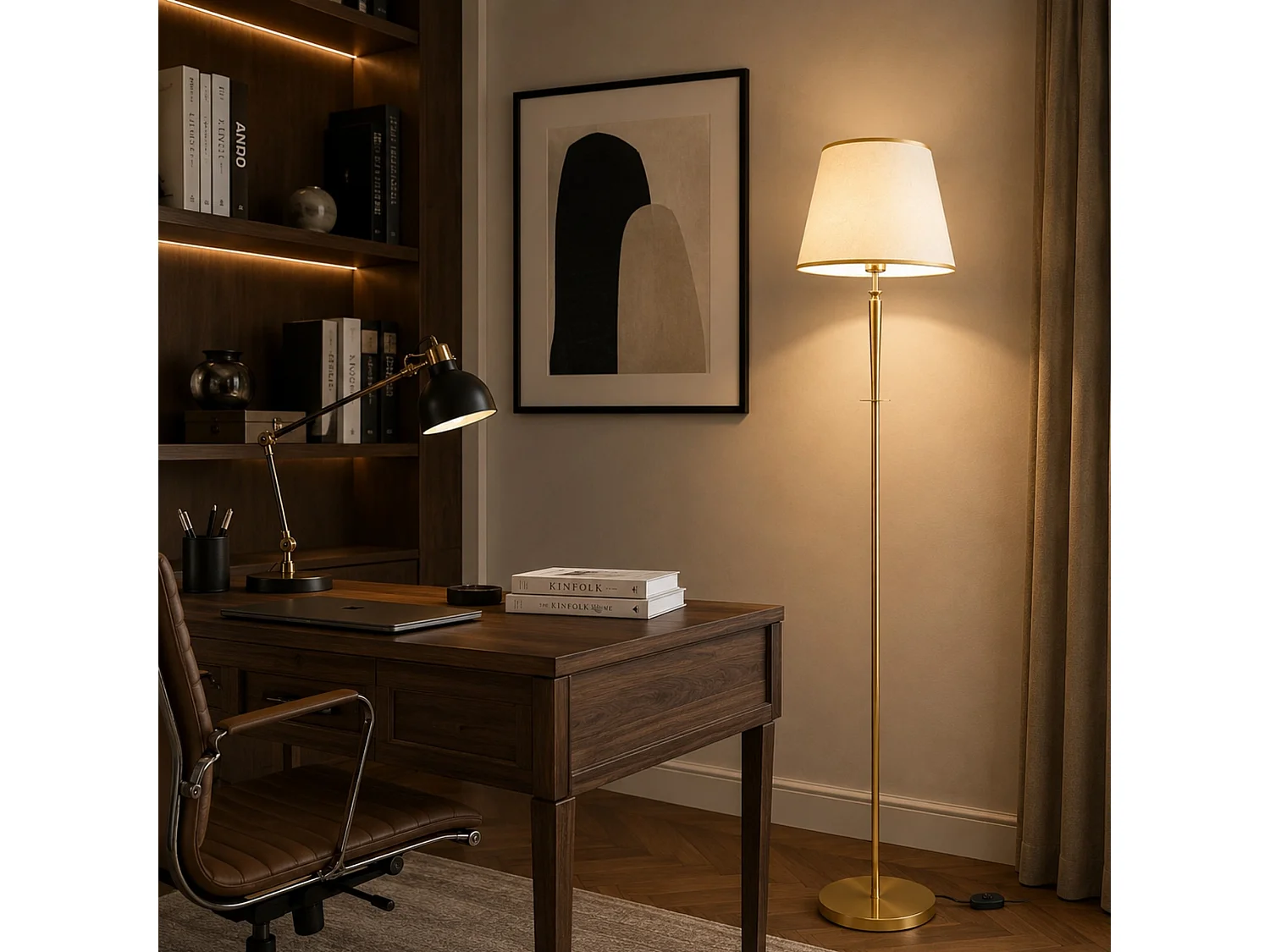 Lampada da terra in metallo beige "Milano" - 40 x 40 cm - Elegante apparecchio di illuminazione per soggiorno o angolo lettura